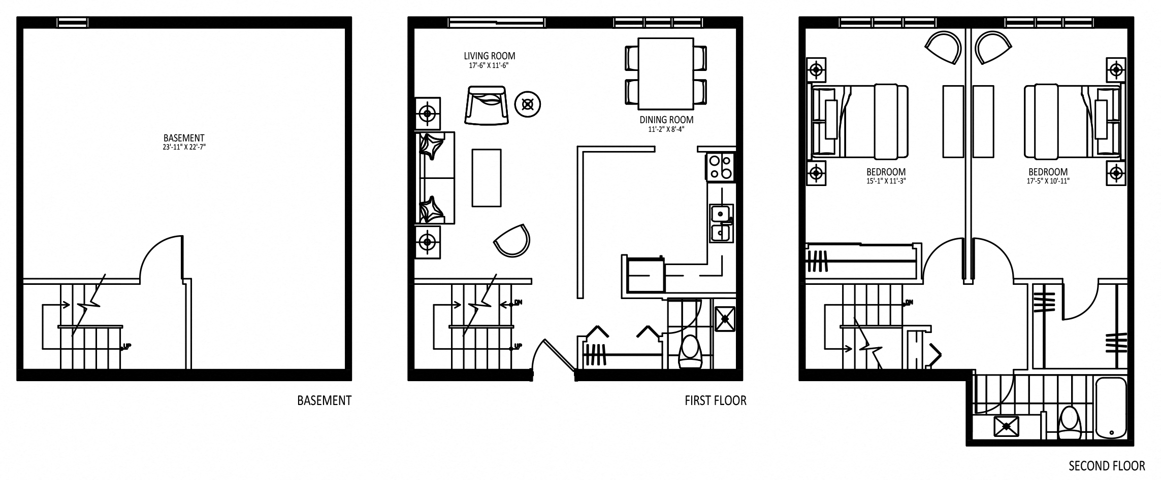 Floor plan for 2 beds, 1 bath, 1244 sqft
